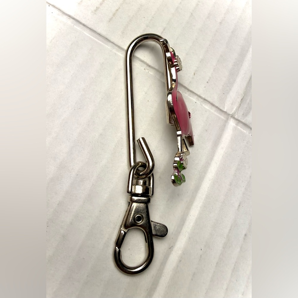 Alexx Inc Finders Key Purse Bag Charm Key Chain Pink Flamingo Rhinestone Sandals - Picture 3 of 6